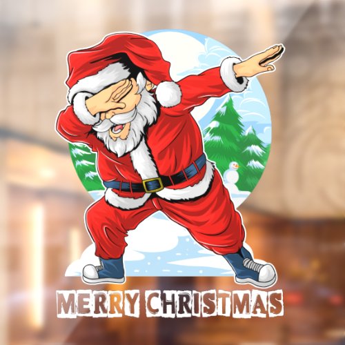Santa Claus Dabbing Dance Merry Christmas Business Window Cling