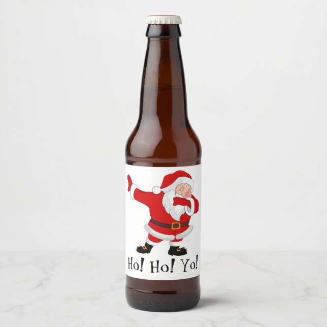 Santa Claus Dabbing Personalize Beer Bottle Label (Front)