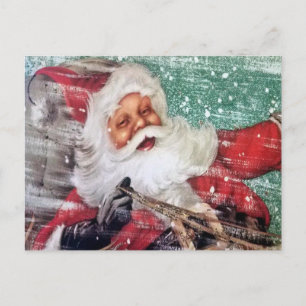 Santa Claus dashing threw the SNOW postcard