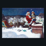 Santa Claus Delivering Christmas Books Photo Print<br><div class="desc">Vintage Christmas design with famous illustration of Santa carrying stacks of books for the holidays</div>