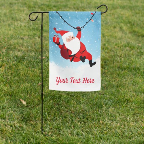 Santa Claus Delivering Christmas Gifts in snow Garden Flag