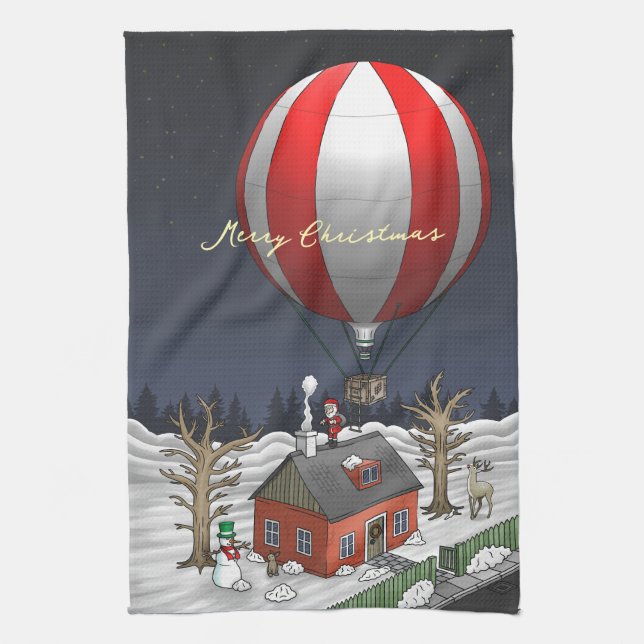 Santa Claus delivers Christmas presents Kitchen Towel (Vertical)
