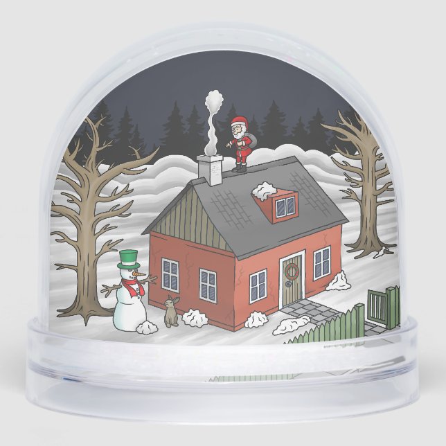Santa Claus delivers gifts on Christmas Eve Snow Globe (Front)