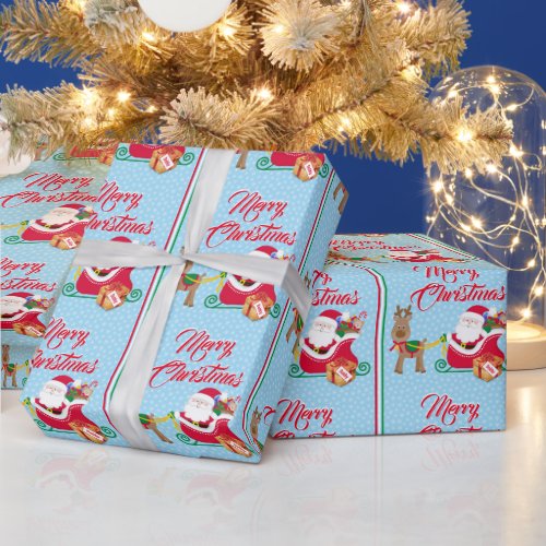 Santa Claus Delivery Add Name Reindeer Snow Wrapping Paper