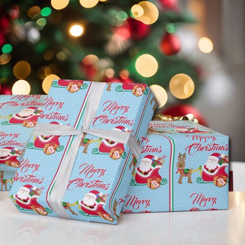 Santa Claus Delivery Add Name Reindeer Snow Wrapping Paper