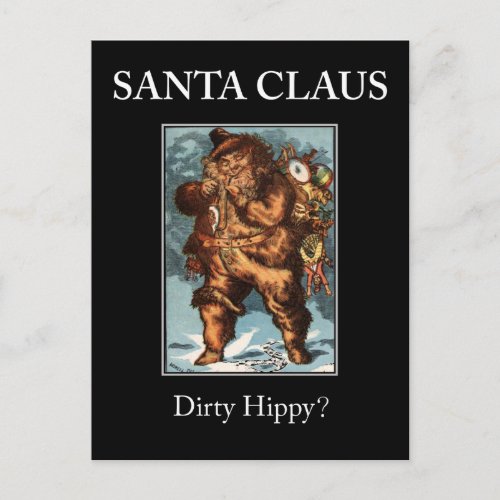 SANTA CLAUS dirty hippy Xmas postcard Holiday Postcard