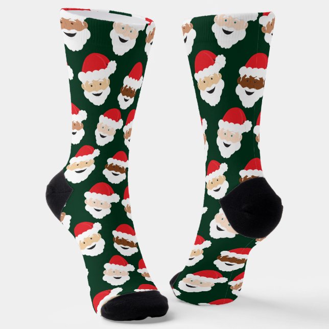 Santa Claus Diverse Christmas Socks (Angled)