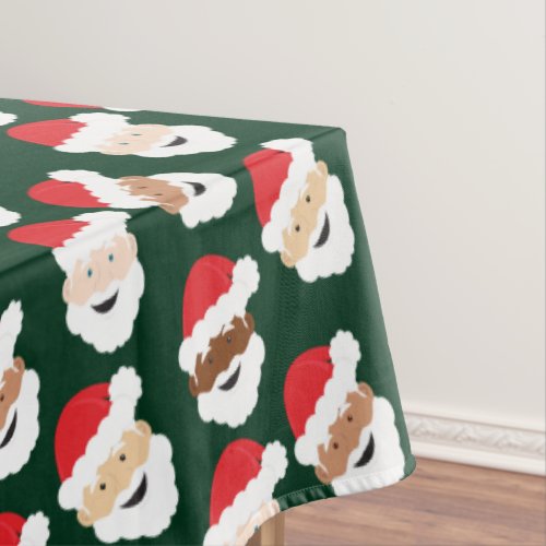 Santa Claus Diverse Red Green Skin Tone Christmas Tablecloth