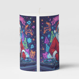 Santa Claus DJ Christmas Party Pillar Candle