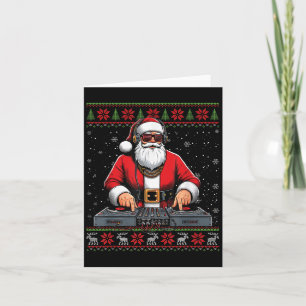 Santa Claus Dj Mixer Music Ugly Christmas Sweater Card