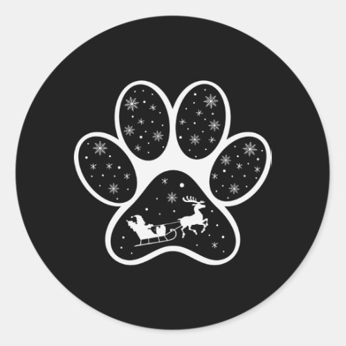 Santa Claus Dog Paws Christmas Gifts Costumes Classic Round Sticker