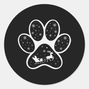 Santa Claus Dog Paws Christmas Gifts Costumes Classic Round Sticker