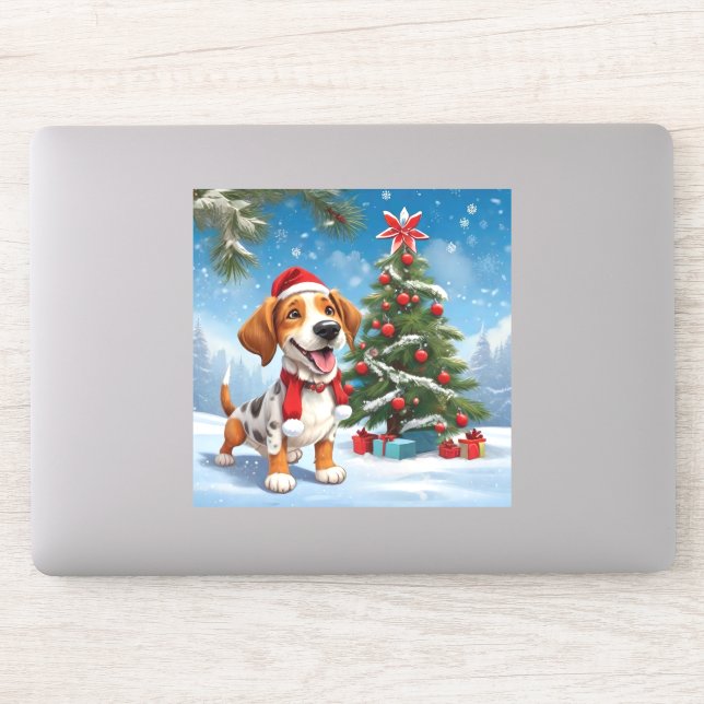 Santa Claus Dog Sticker (Computer)