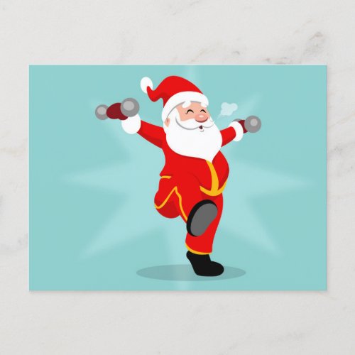 Santa Claus doing fitness exercises Postcard