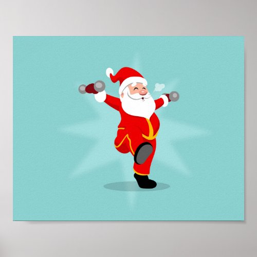 Santa Claus doing fitness exercises Poster