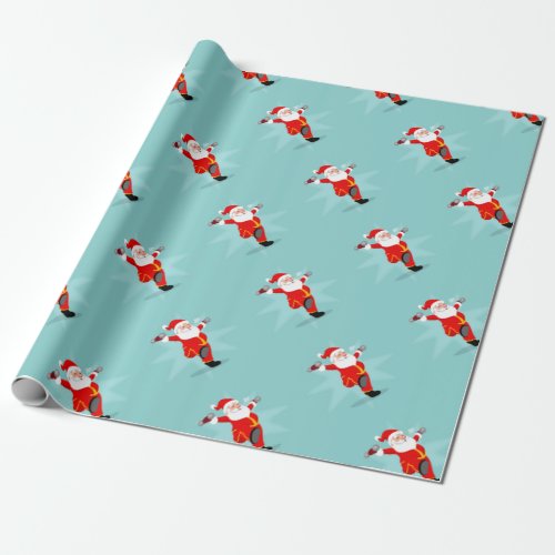 Santa Claus doing fitness exercises Wrapping Paper