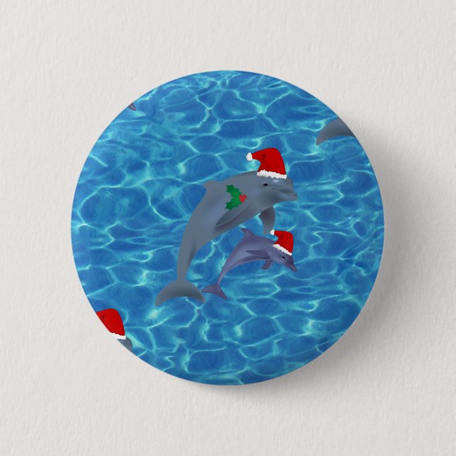 santa claus dolphins button (Front)
