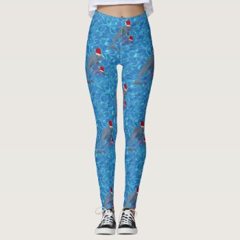 Santa Claus Dolphins Leggings by funnychristmas at Zazzle