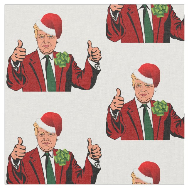 santa claus donald trump christmas fabric (Close Up)