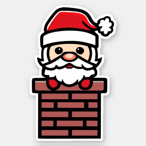 Santa Claus Down the Chimney Cartoon Sticker