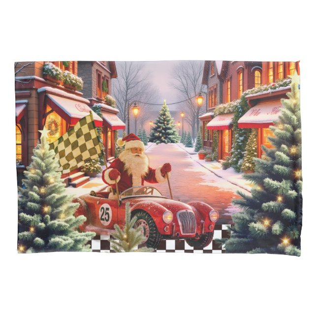Santa Claus Downtown Holiday Pillow Case (Front)