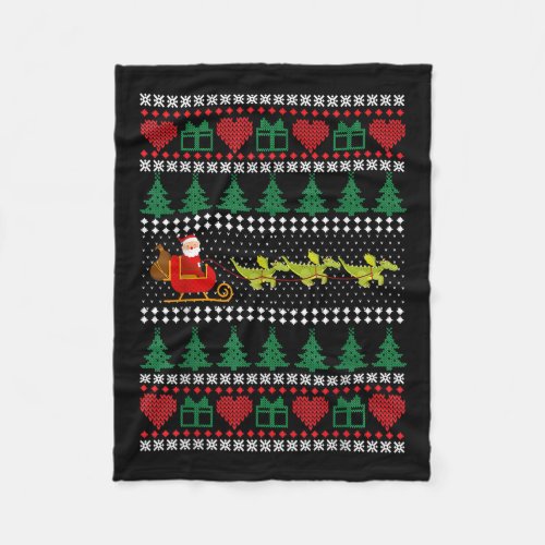 Santa Claus Dragon Reindeer Funny UGLY Christmas P Fleece Blanket