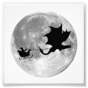Santa Claus Dragon Rider Sleigh Ride Photo Print
