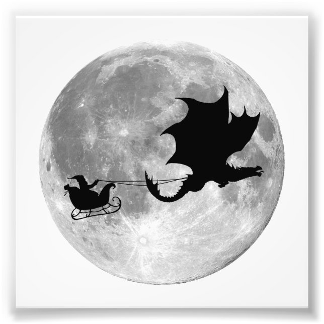 Santa Claus Dragon Rider Sleigh Ride Photo Print (Front)