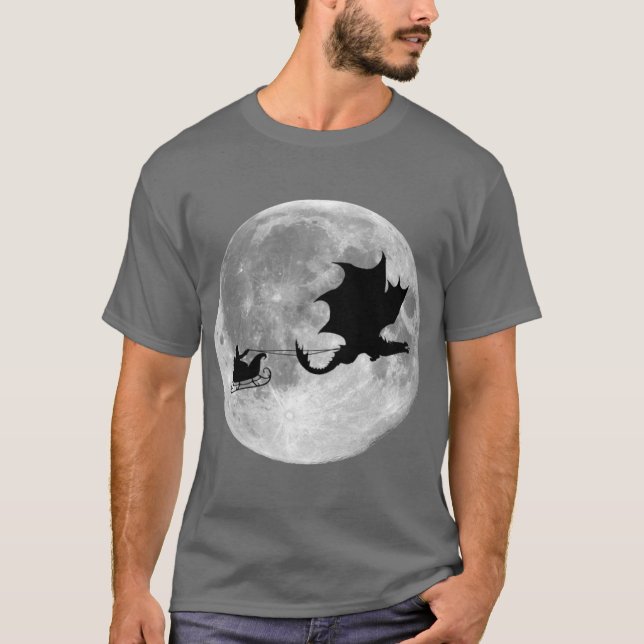 Santa Claus Dragon Rider Sleigh Ride T-Shirt (Front)