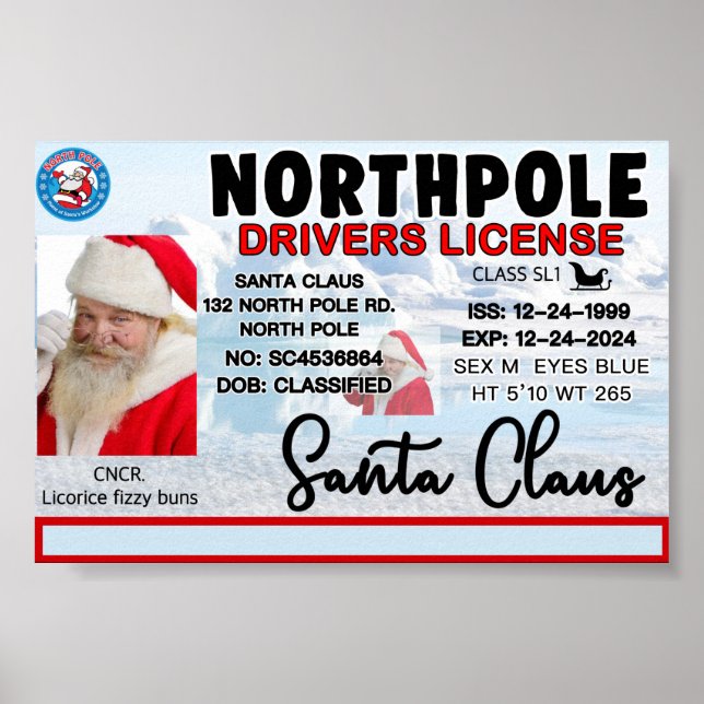 Santa Claus Driver's License Poster (Front)