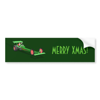 Santa Claus Driving A Dragster Bumper Sticker