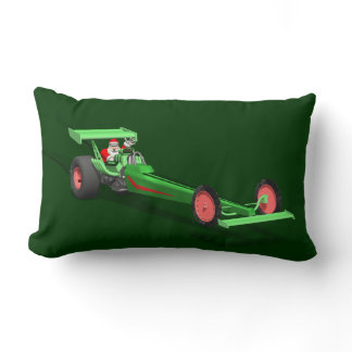 Santa Claus Driving A Dragster Lumbar Pillow
