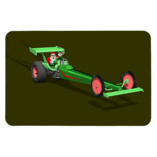 Santa Claus Driving A Dragster Magnet
