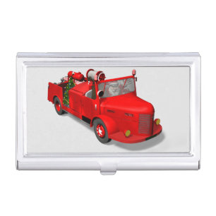 Santa Claus Driving A Fire Truck Case For Business Cards