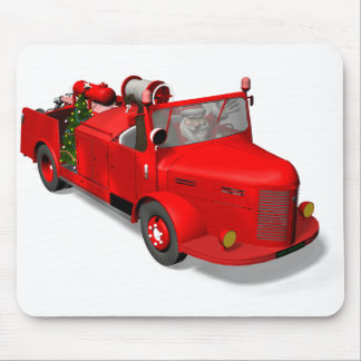 Santa Claus Driving A Fire Truck Mouse Pad