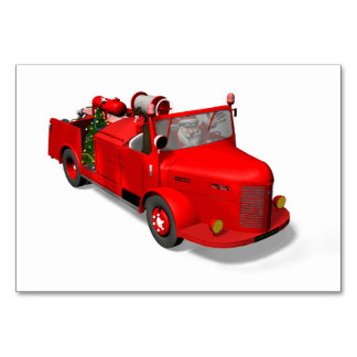 Santa Claus Driving A Fire Truck Table Number