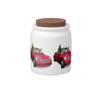 Santa Claus Driving A Mini Candy Jar