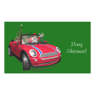 Santa Claus Driving A Mini Rectangular Sticker