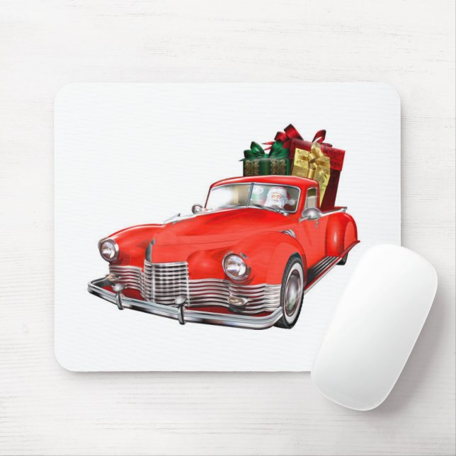Santa Claus driving a retro car with giftsb Mouse Pad (With Mouse)