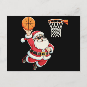 Santa Claus Dunking A Basketball Christmas Xmas Holiday Postcard