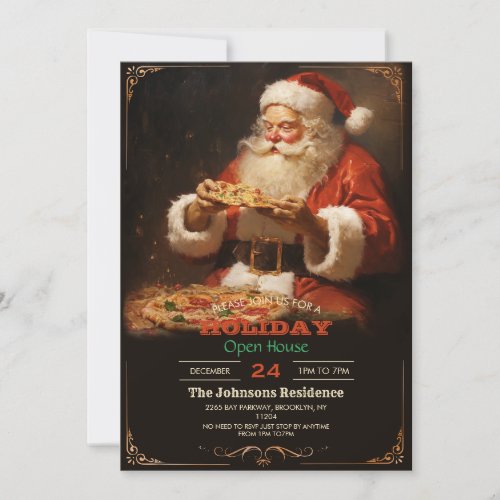 Santa Claus Eating Pizza Invitation