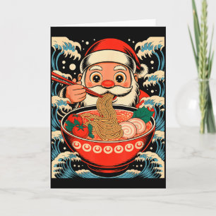 Santa Claus Eating Ramen Noodles Japanese Christma Card