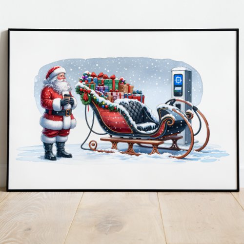 Santa Claus Electric Sleigh EV Poster