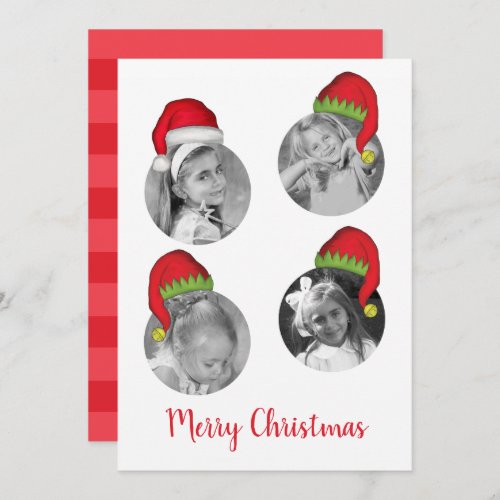 Santa Claus Elf Christmas Photo Card Multi Photo