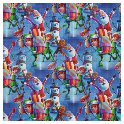 santa claus elf reindeer xmas fabric