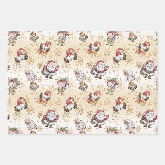 Santa Claus Elf  Wrapping Paper Sheets (Front)