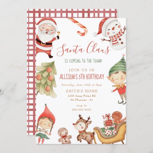 Santa Claus Elves Christmas Kids Birthday Party  Invitation