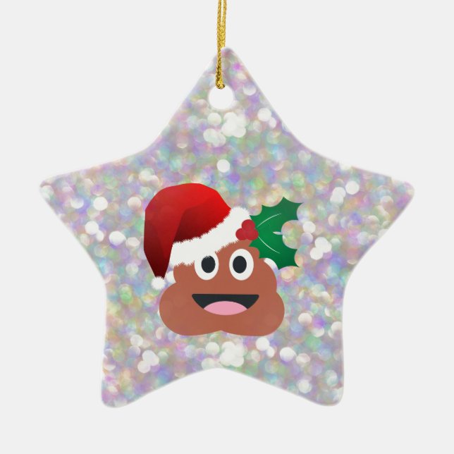 santa claus emoji ceramic ornament (Front)