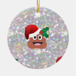 santa claus emoji ceramic ornament