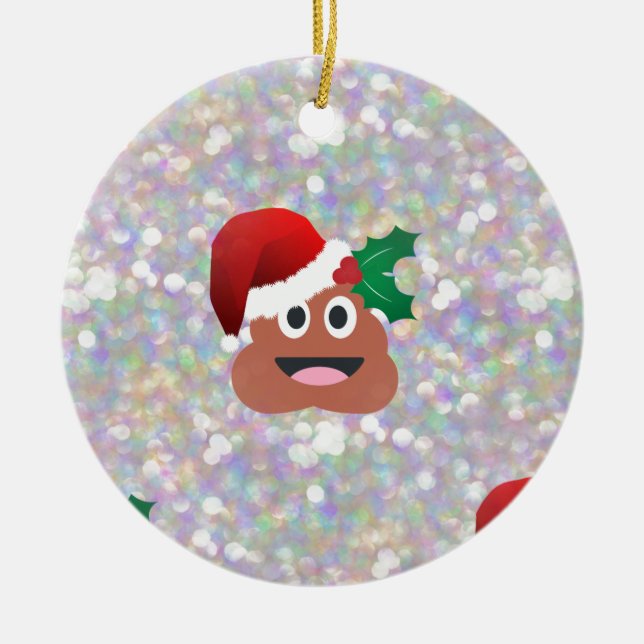 santa claus emoji ceramic ornament (Front)